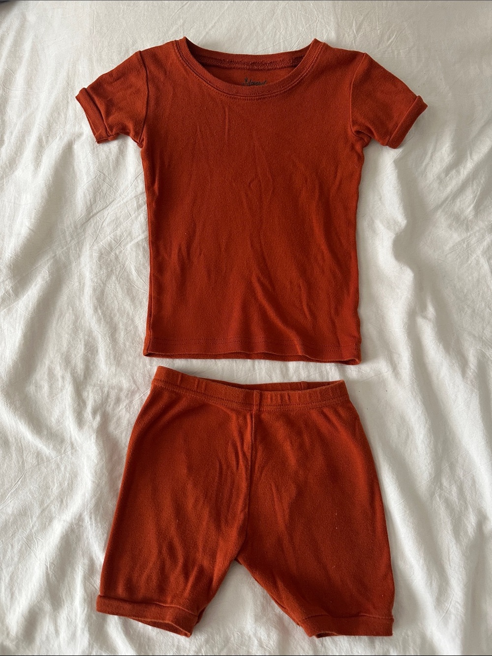 Toddler Cotton Short Sleeve Pajama Set in Rust Orange